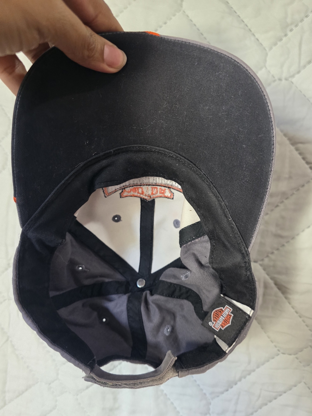 Harley-Davidson Gray & Orange Flame Logo Cap One Sz Fits All - Picture 5 of 6